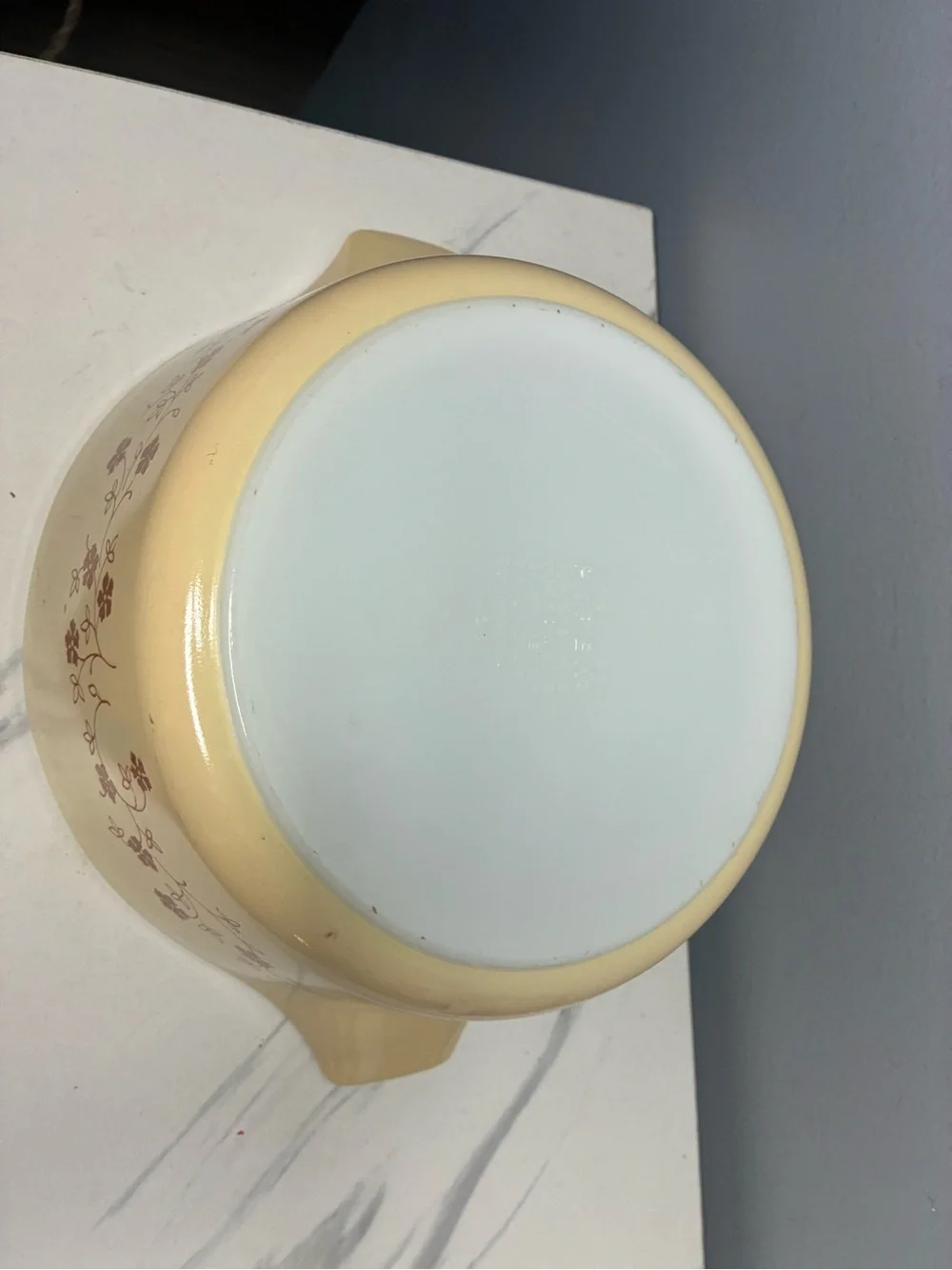 Pyrex Trailing Flowers 475-B 2.5 Qt Casserole Tan Brown Floral 1970s